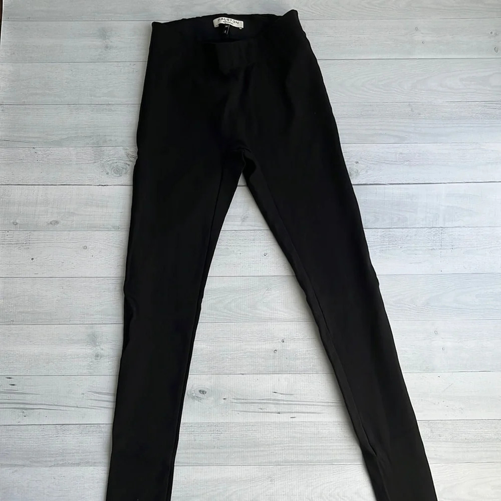 Halston Heritage Ribbed Black Stretch Leggings XS